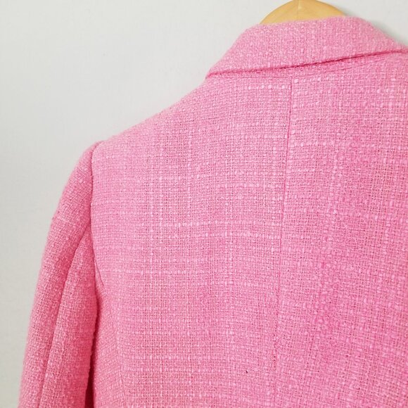 Zara Pink Tweed Textured Double Breasted Blazer Jacket Size S 7553/687 Barbie - Picture 15 of 16